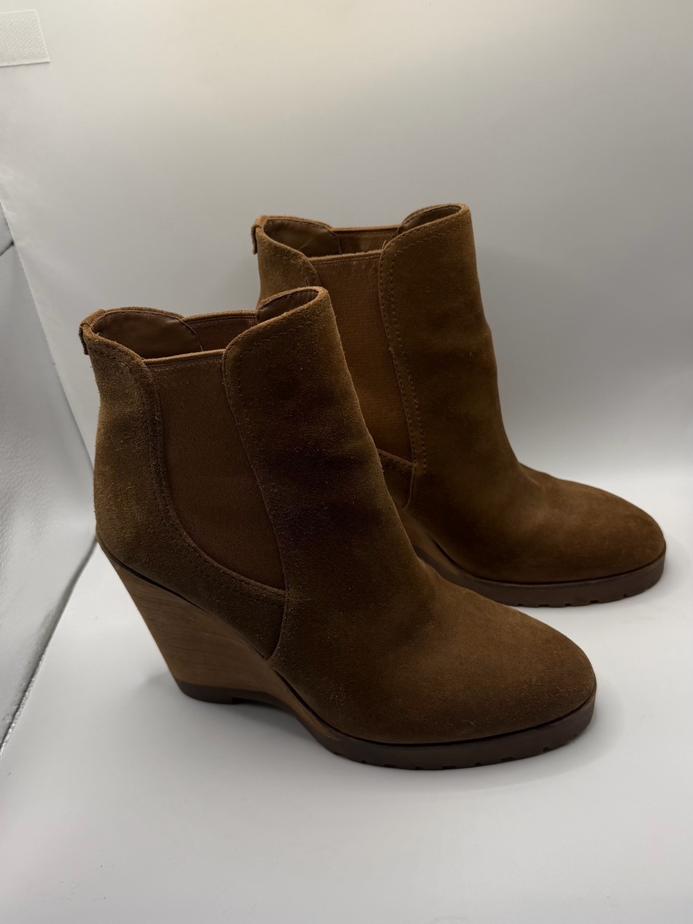 Michael Kors Thea Brown Suede Ankle Wedge